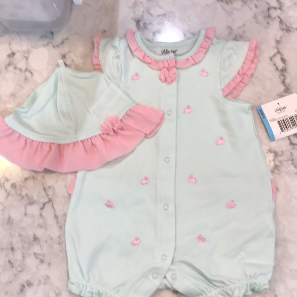 Little Me bunny one piece with hat